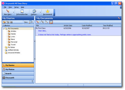 Organize your diaries by collection or by date